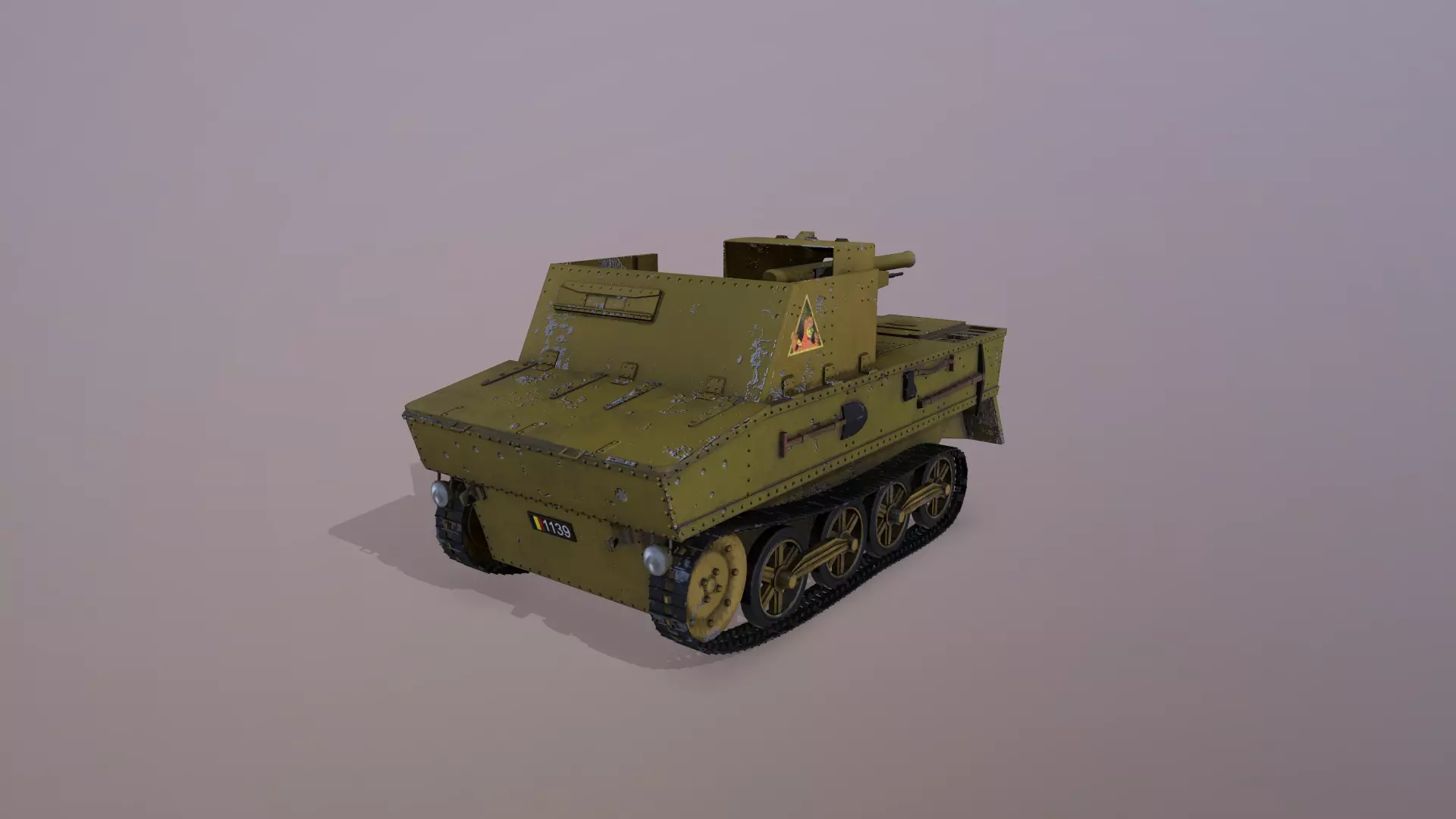 T13 Type 1 - WWII Tank Belgian Army Low-poly 3D model_0