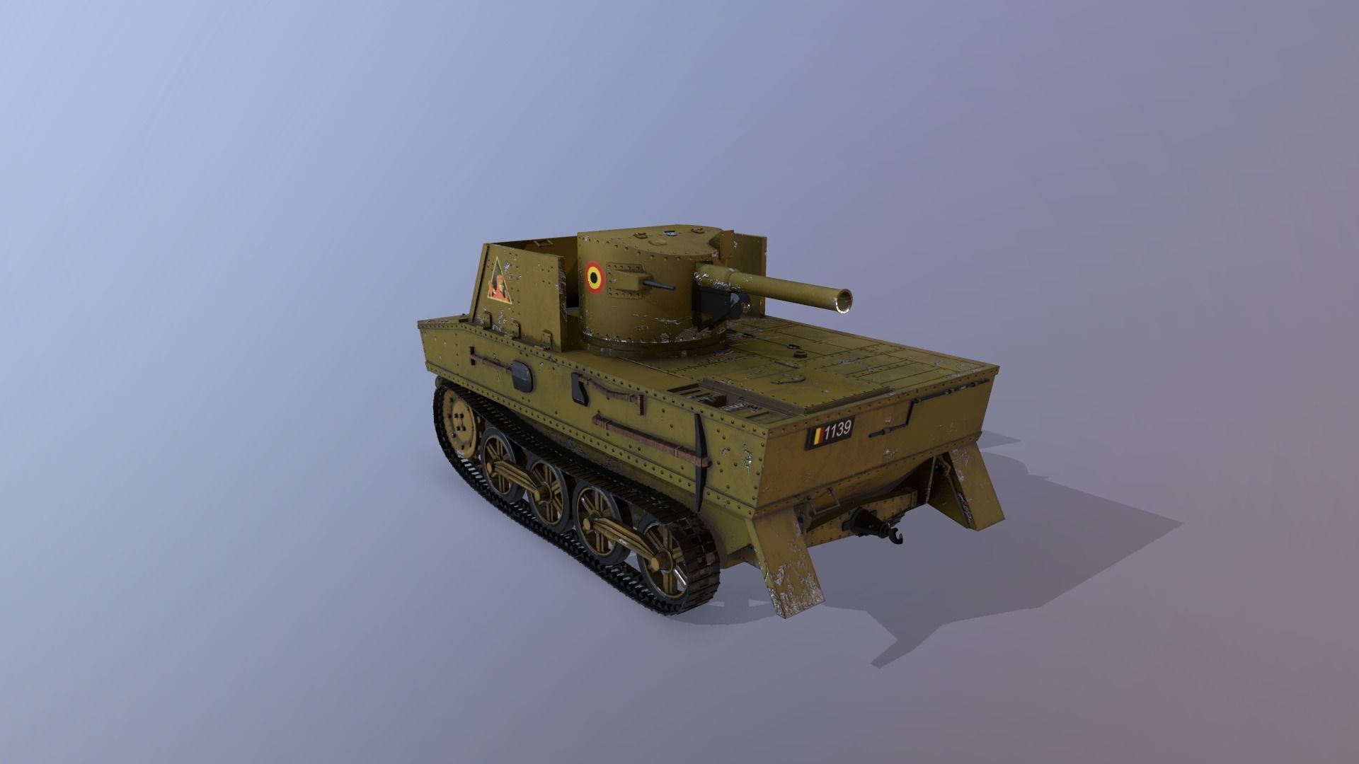 T13 Type 1 - WWII Tank Belgian Army Low-poly 3D model_2