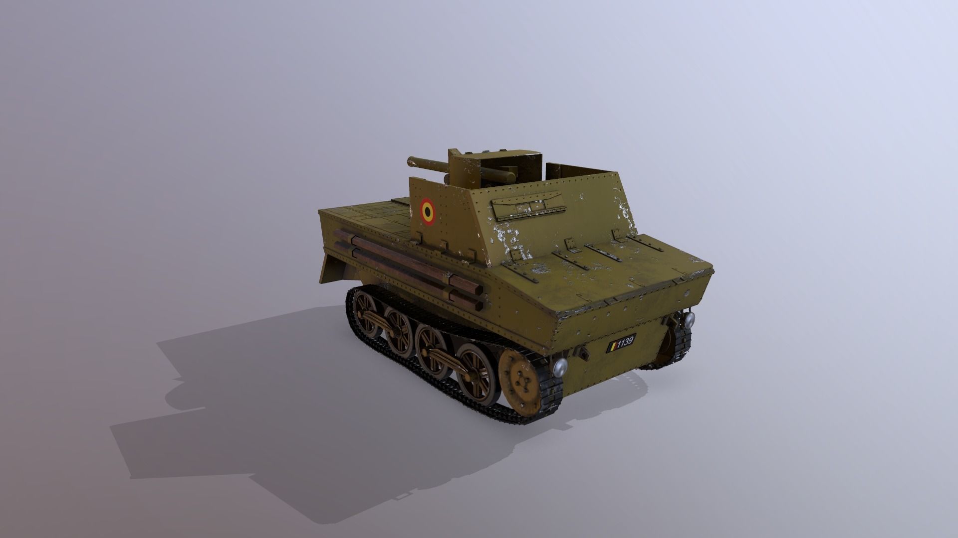 T13 Type 1 - WWII Tank Belgian Army Low-poly 3D model_4