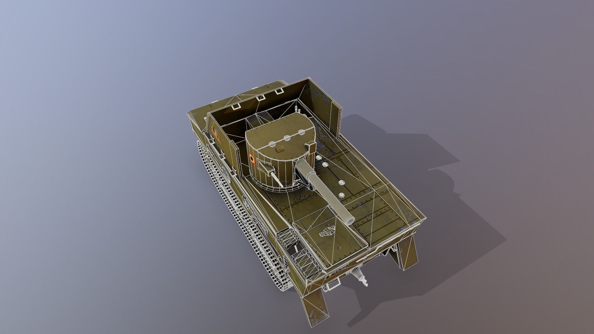 T13 Type 1 - WWII Tank Belgian Army Low-poly 3D model_6