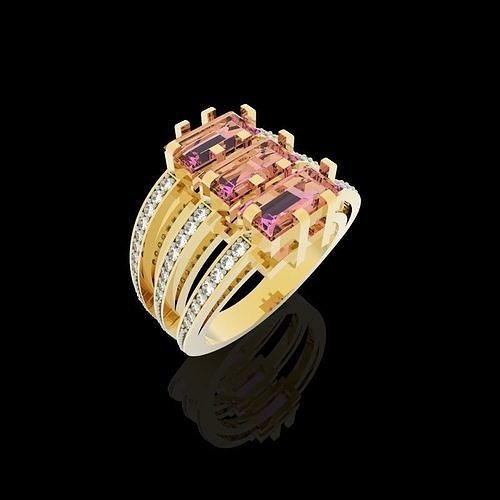 Shiny Ring Baguete Jewelery 3D print model
