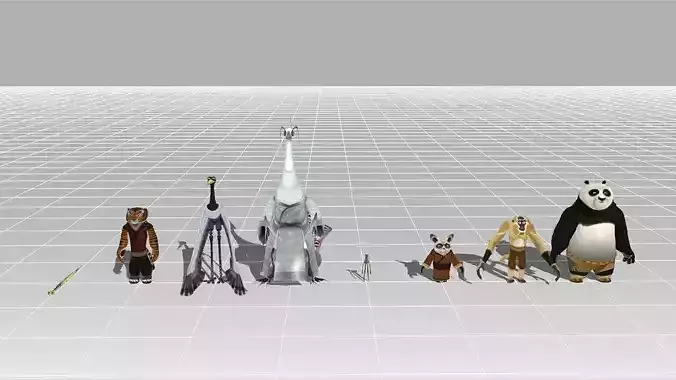 Kung Fu Panda Kit Low-poly 3D model