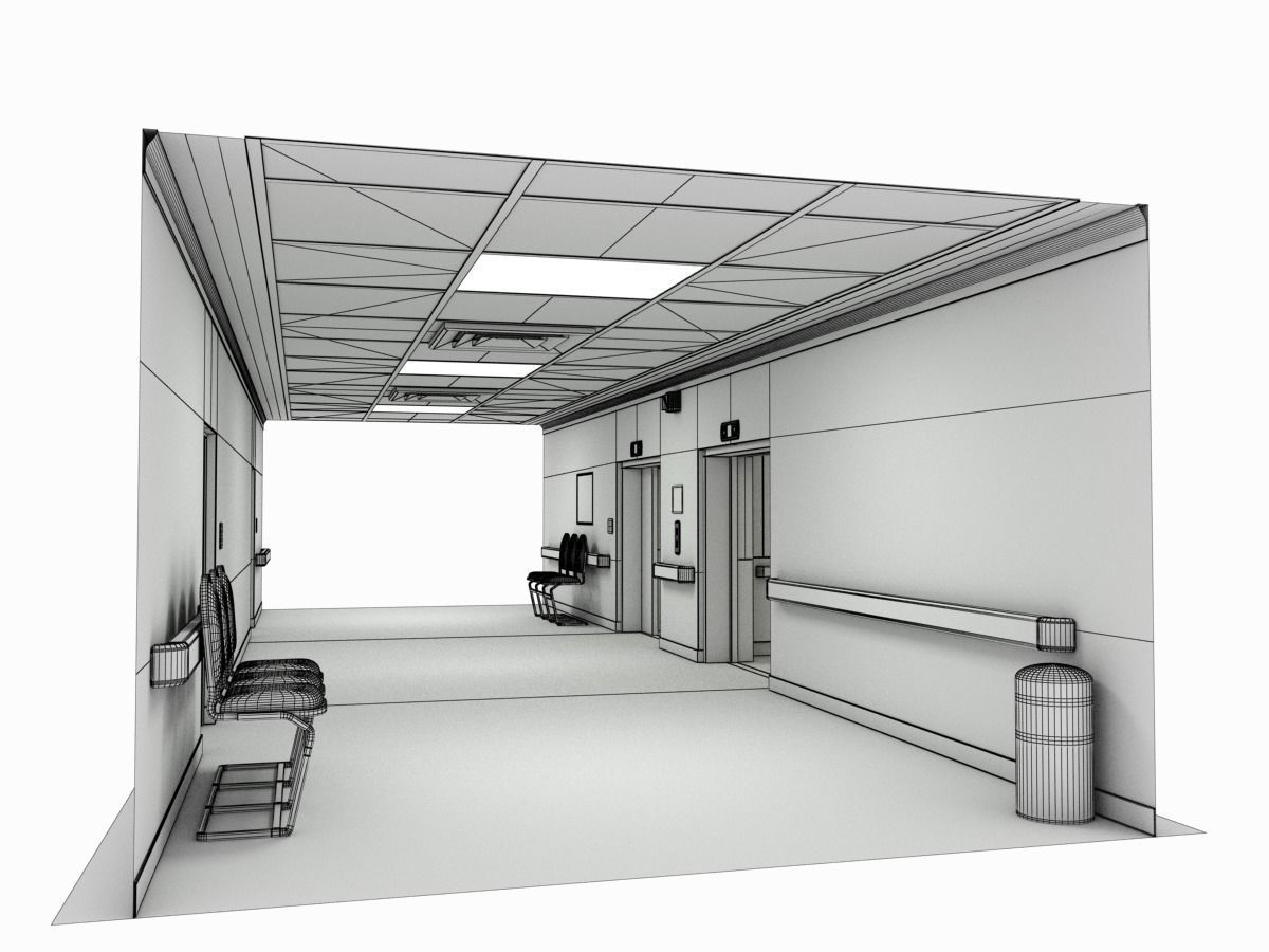 Elevator Lobby Scene MAYA 3D model_15