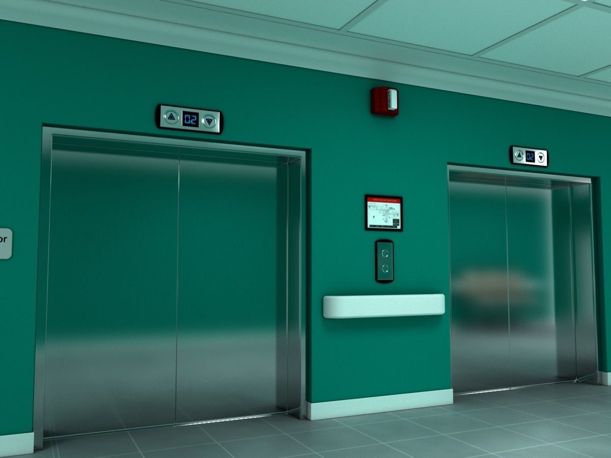 Elevator Lobby Scene MAYA 3D model_1