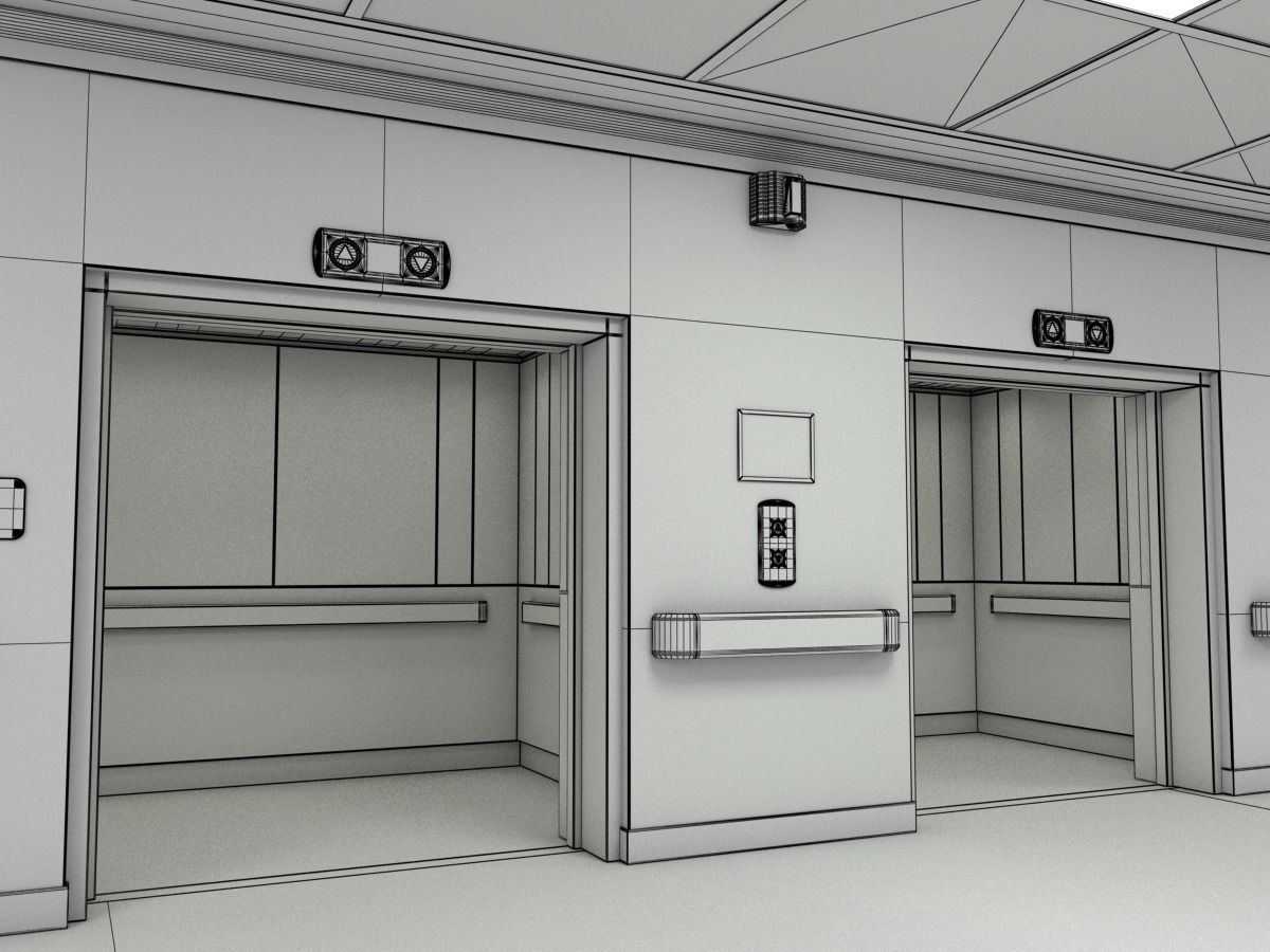 Elevator Lobby Scene MAYA 3D model_18