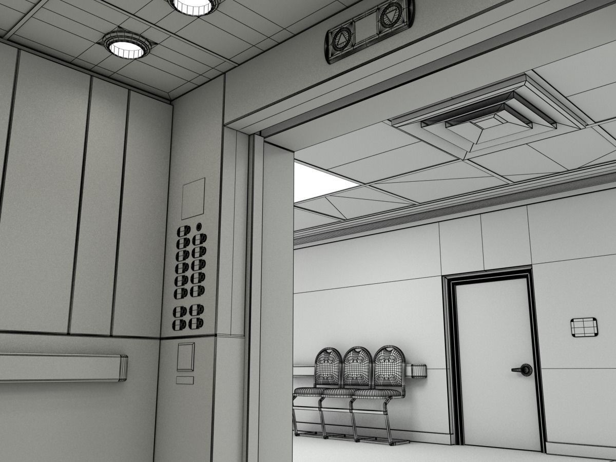 Elevator Lobby Scene MAYA 3D model_16