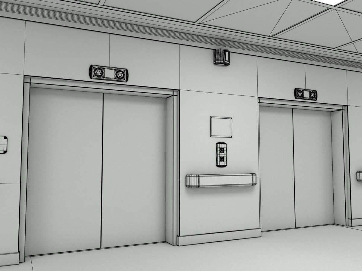 Elevator Lobby Scene MAYA 3D model_19