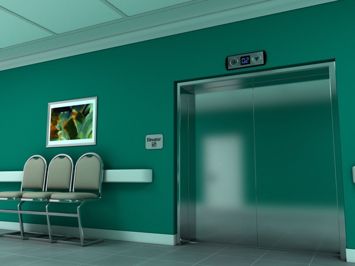 Elevator Lobby Scene MAYA 3D model_3