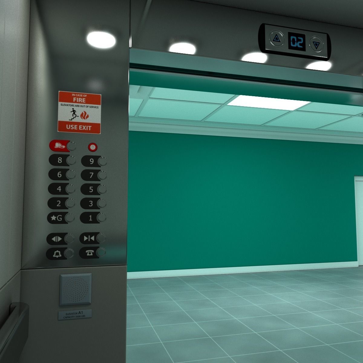 Elevator Lobby Scene MAYA 3D model_9