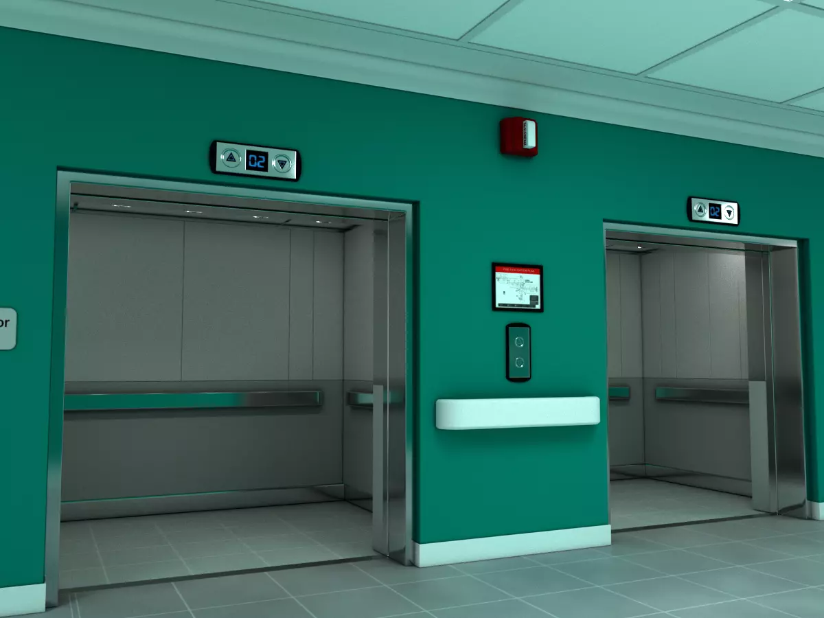 Elevator Lobby Scene MAYA 3D model_0