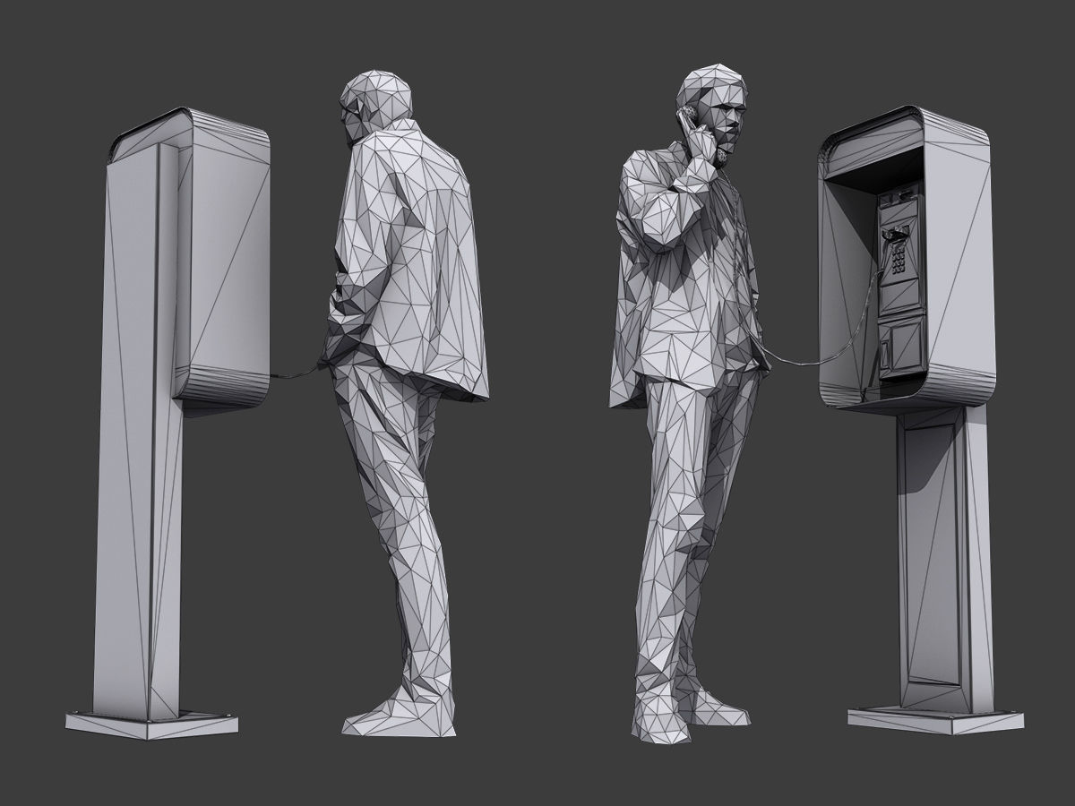 Phone Talk Low-poly 3D model_4