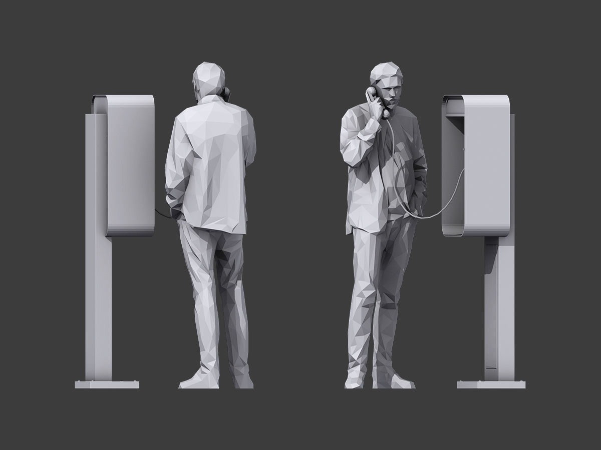 Phone Talk Low-poly 3D model_5