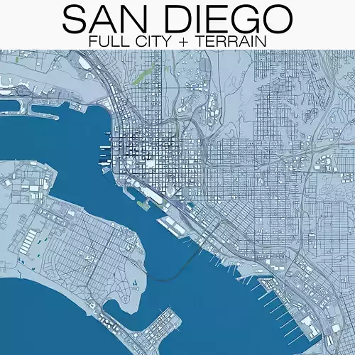 San Diego with Terrain 3D model