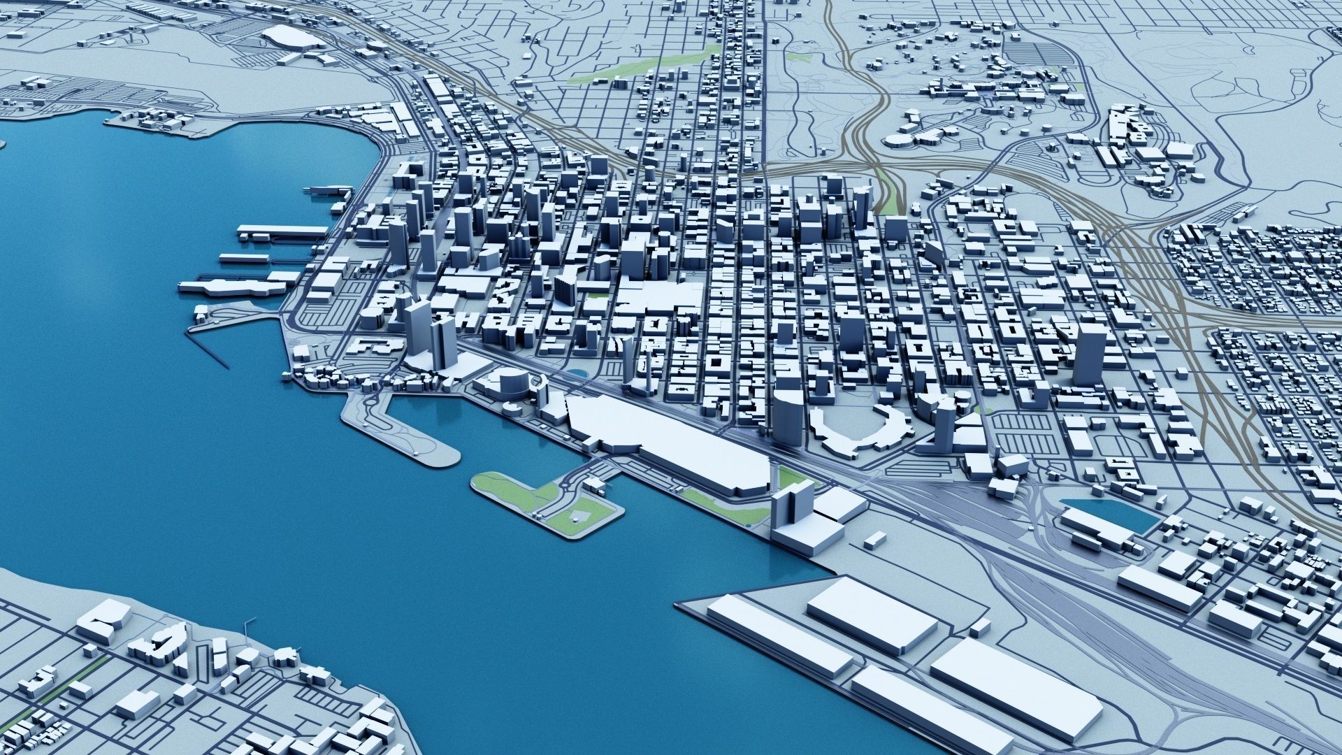 San Diego with Terrain 3D model_9