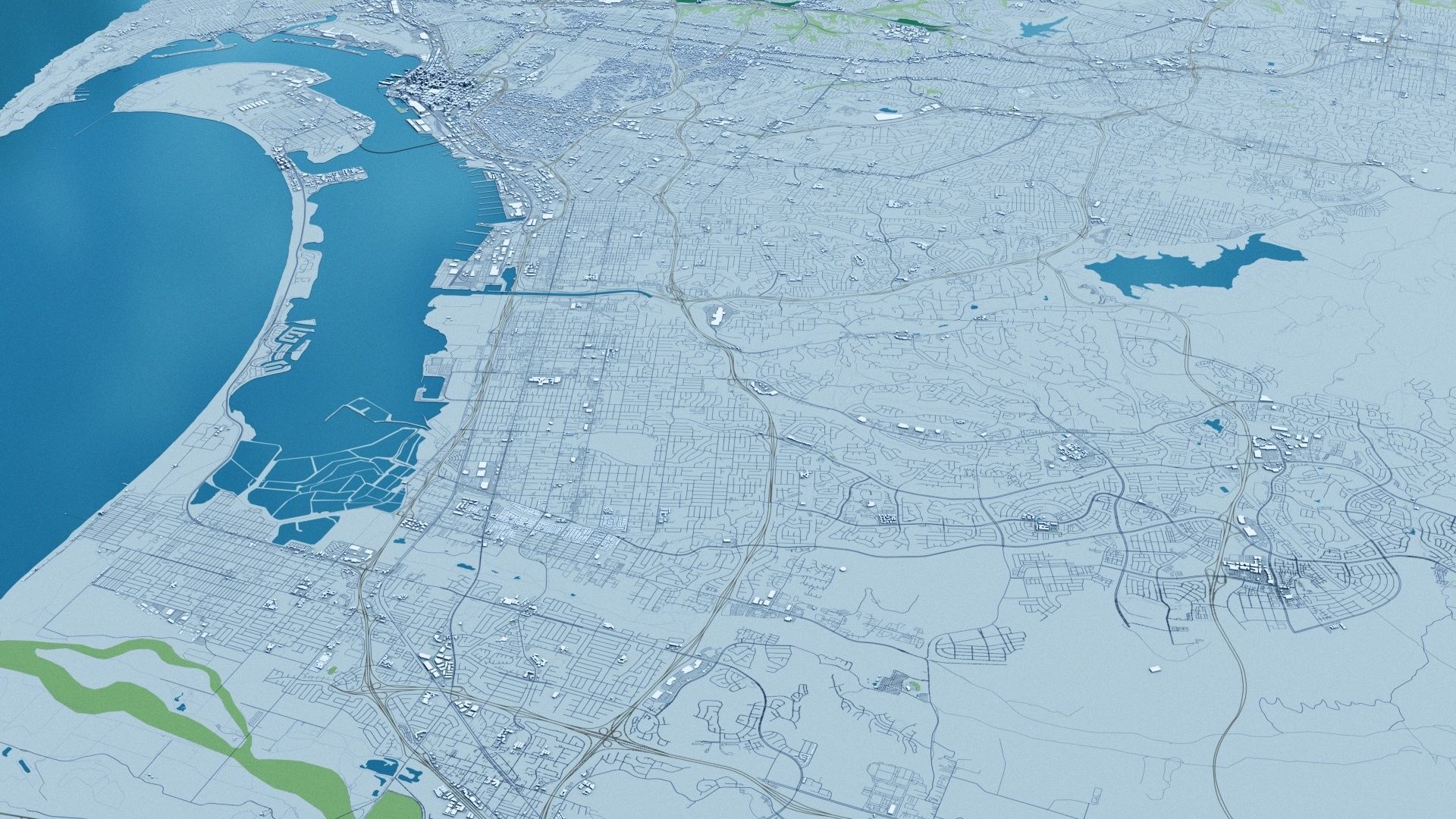 San Diego with Terrain 3D model_3