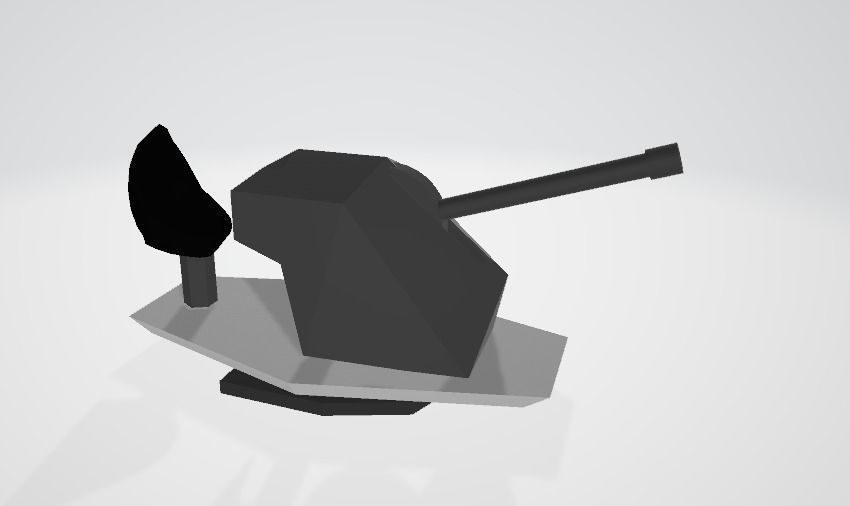 WW2 gun turret tactical wargaming Low-poly 3D model_3