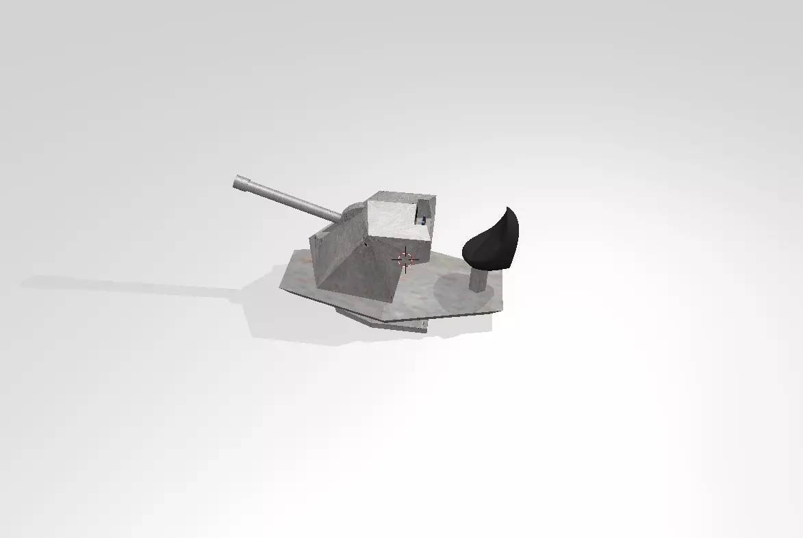 WW2 gun turret tactical wargaming Low-poly 3D model_0
