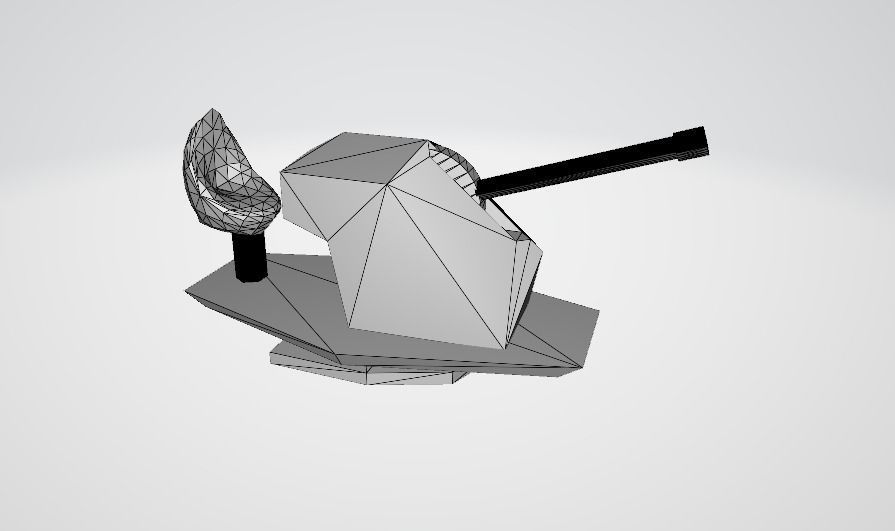 WW2 gun turret tactical wargaming Low-poly 3D model_5