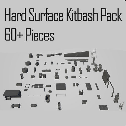 Hard Surface Kitbash Pack - 60 Objects Low-poly 3D model