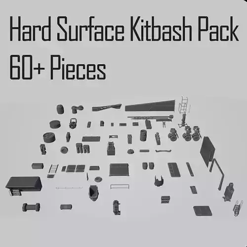 Hard Surface Kitbash Pack - 60 Objects Low-poly 3D model