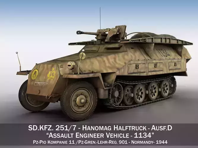 SDKFZ 251 - Ausf D - Assault-Engineer Vehicle - 1134 3D model
