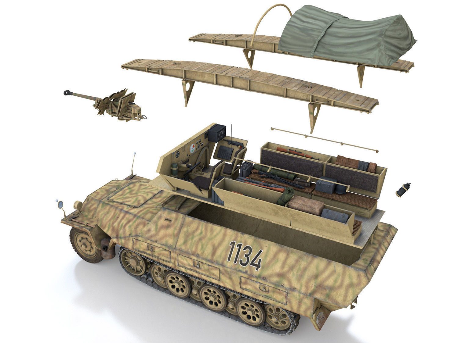 SDKFZ 251 - Ausf D - Assault-Engineer Vehicle - 1134 3D model_11
