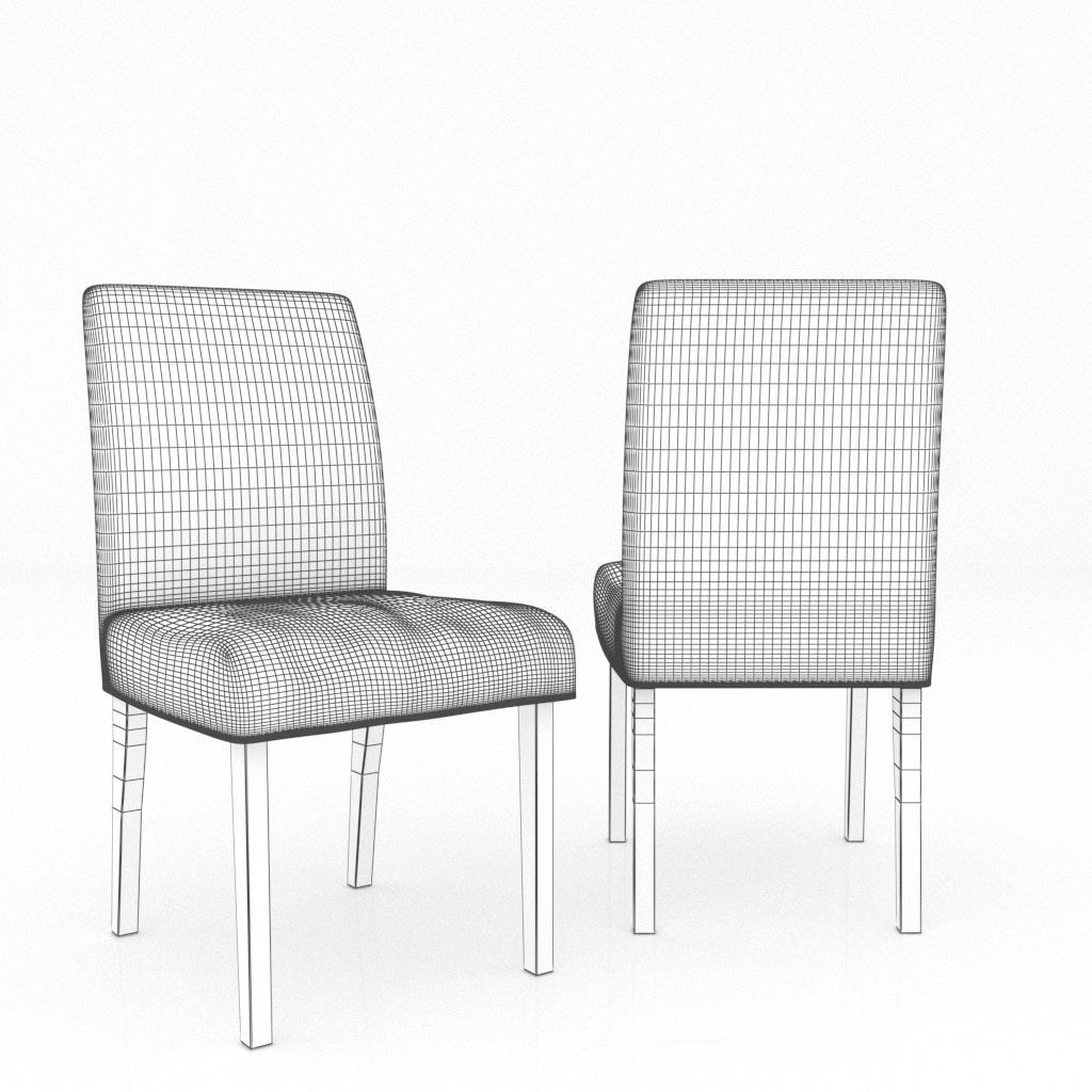 Chair dining with wooden legs 3D model_7