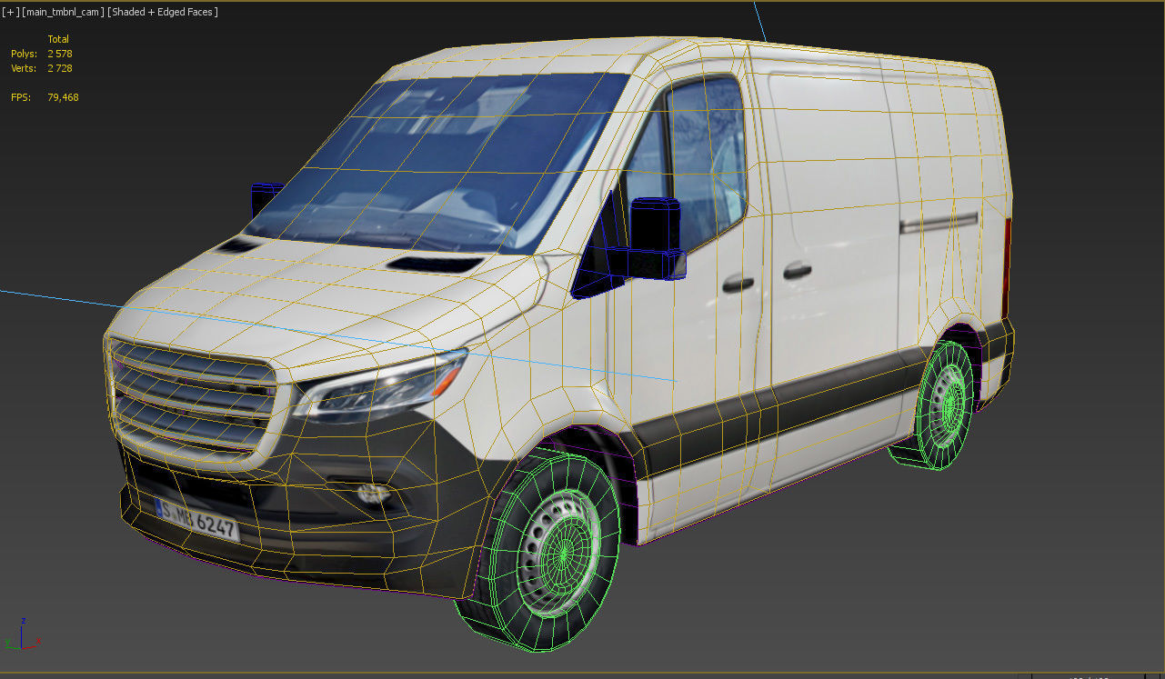 European van sprinter 2020 lo-poly PBR no logos Low-poly 3D model_8