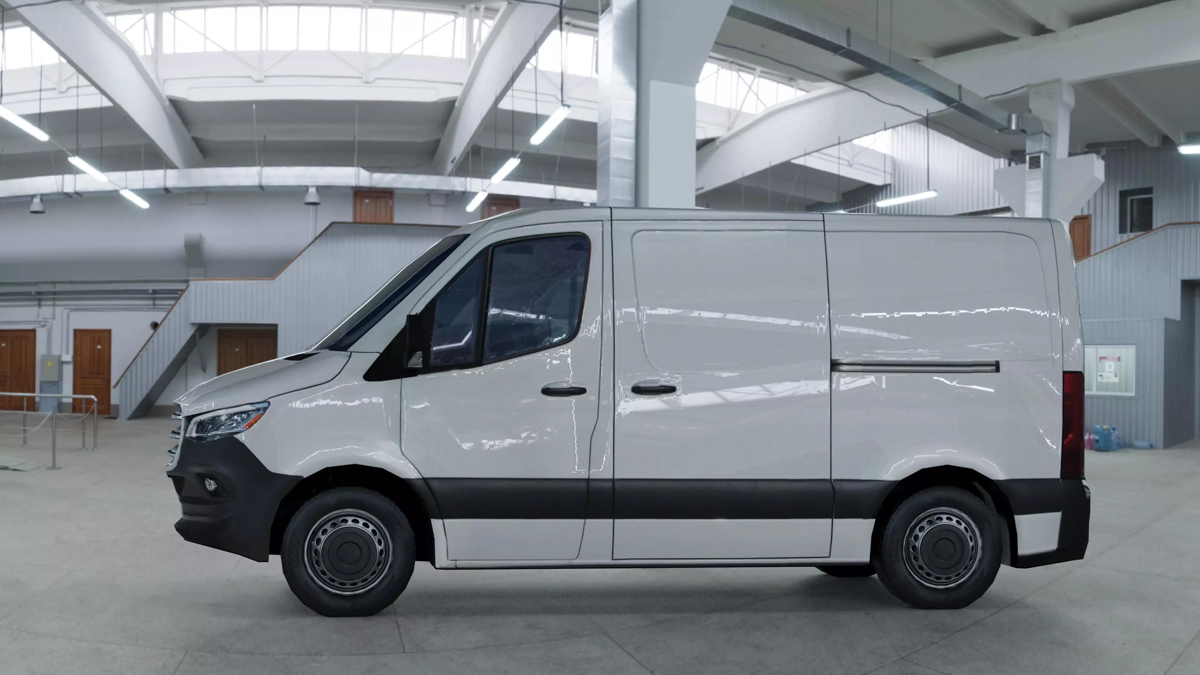 European van sprinter 2020 lo-poly PBR no logos Low-poly 3D model_3