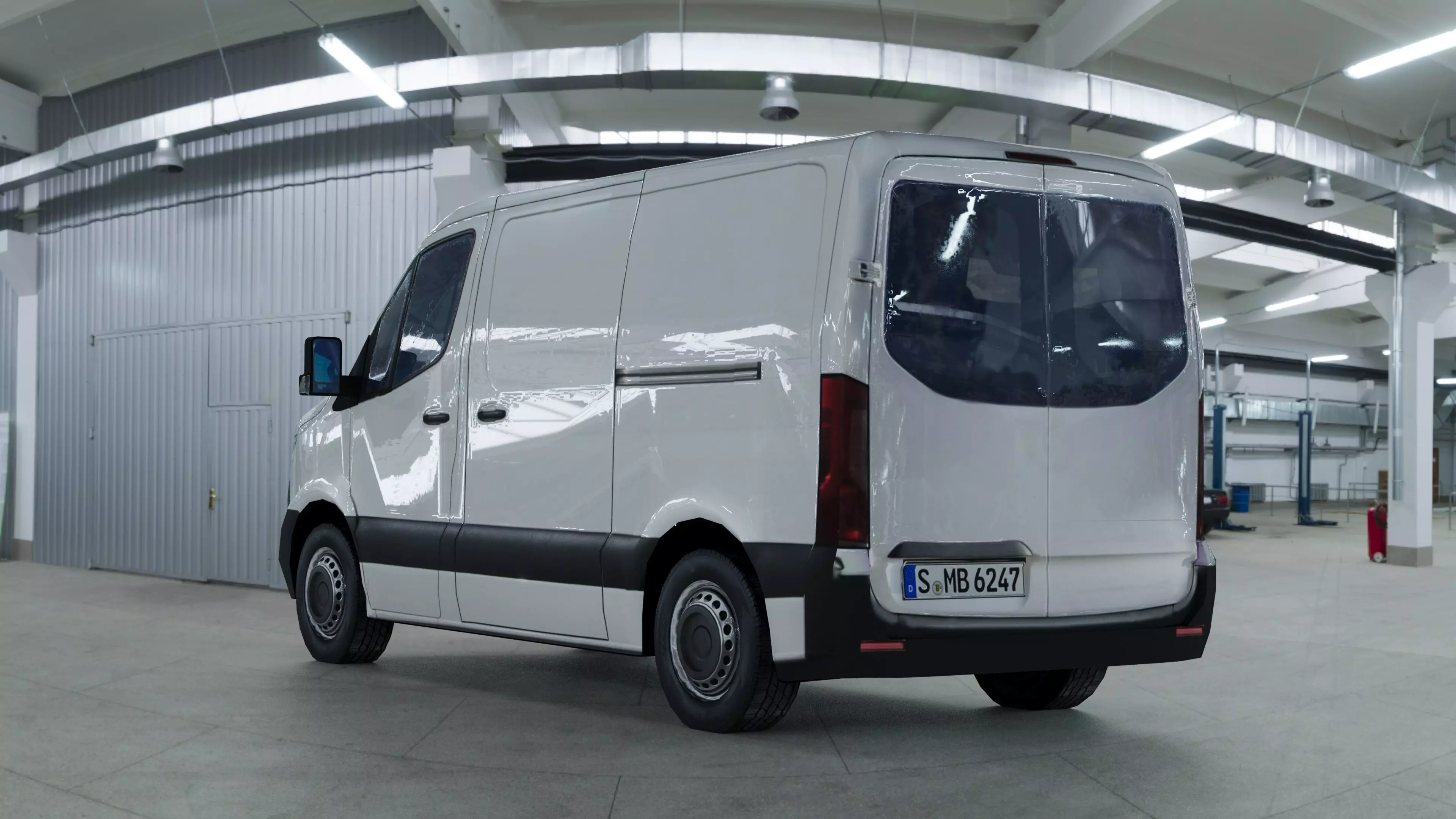 European van sprinter 2020 lo-poly PBR no logos Low-poly 3D model_2