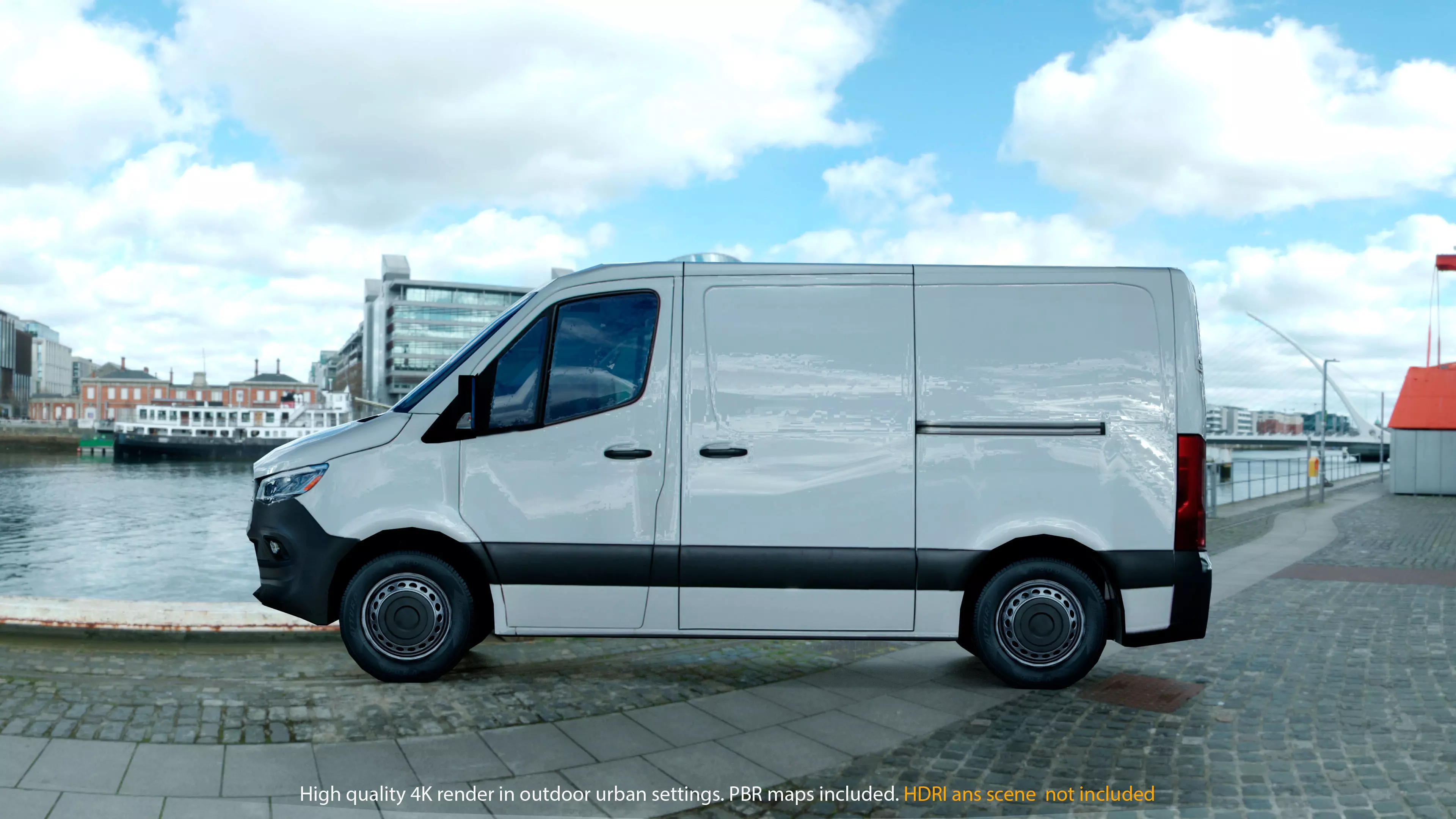 European van sprinter 2020 lo-poly PBR no logos Low-poly 3D model_4