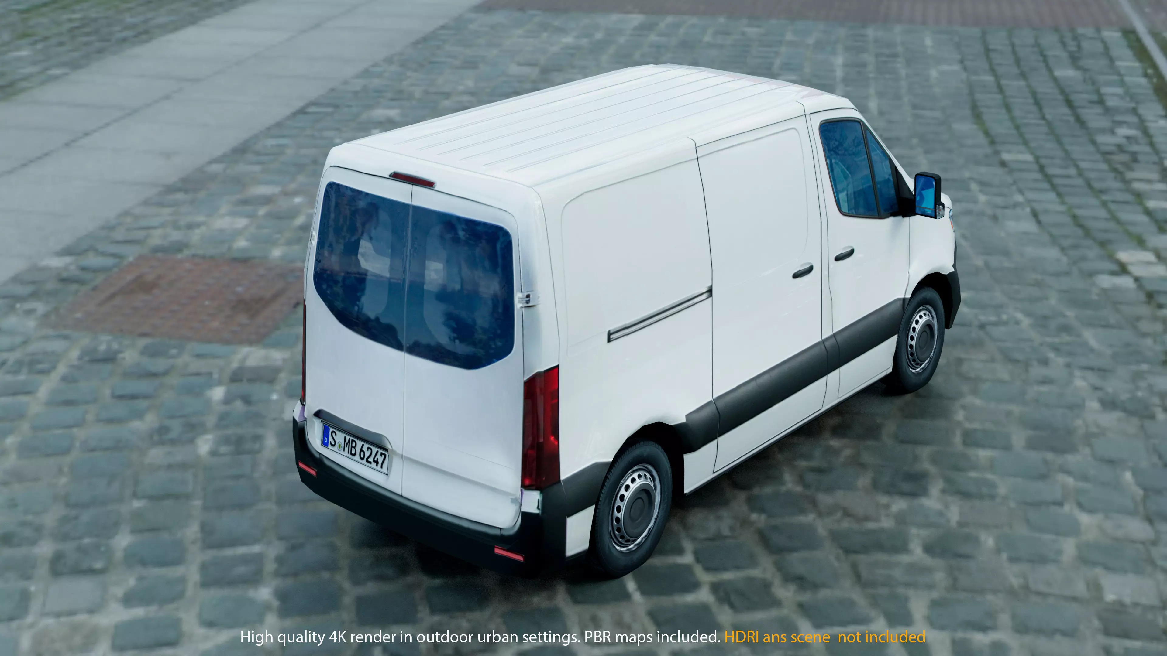 European van sprinter 2020 lo-poly PBR no logos Low-poly 3D model_6