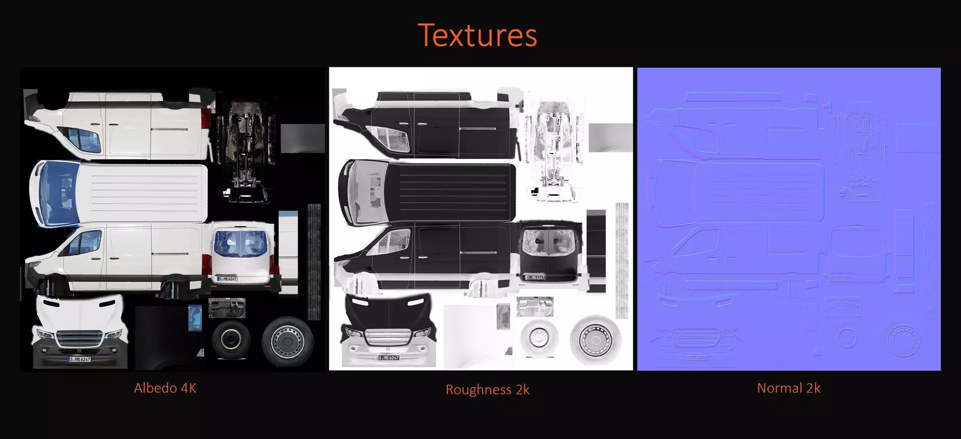 European van sprinter 2020 lo-poly PBR no logos Low-poly 3D model_17