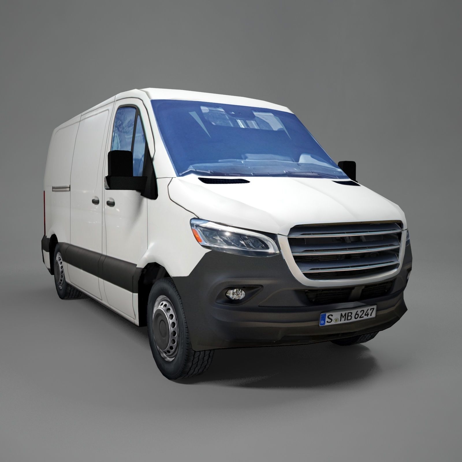 European van sprinter 2020 lo-poly PBR no logos Low-poly 3D model_12