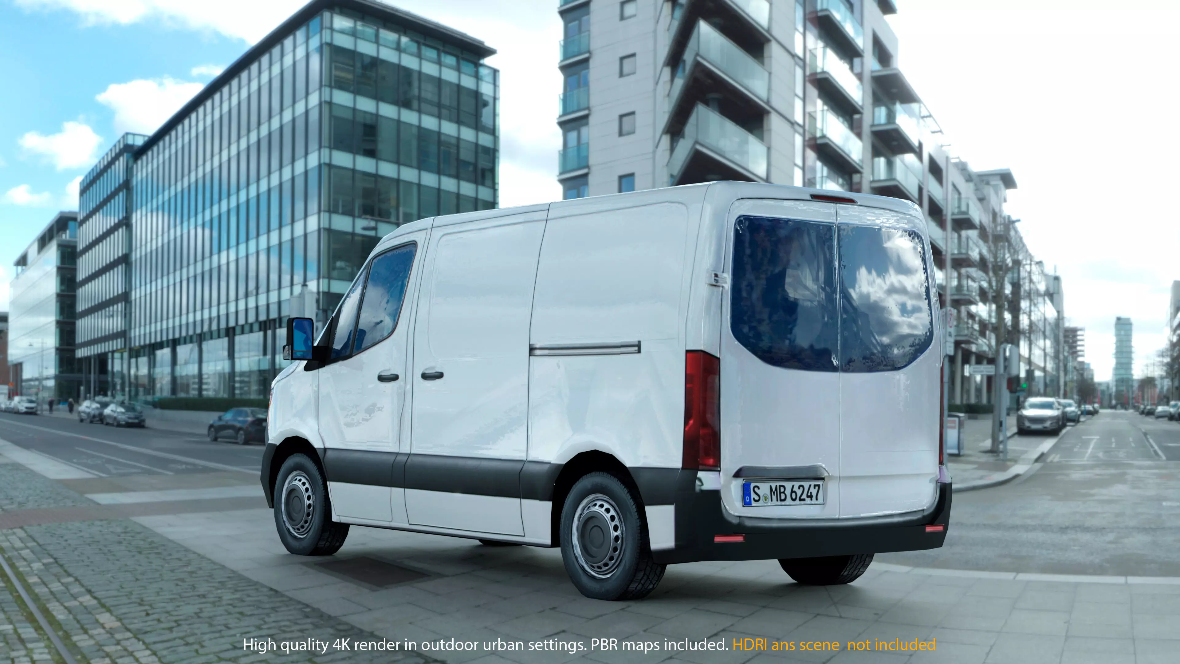European van sprinter 2020 lo-poly PBR no logos Low-poly 3D model_5