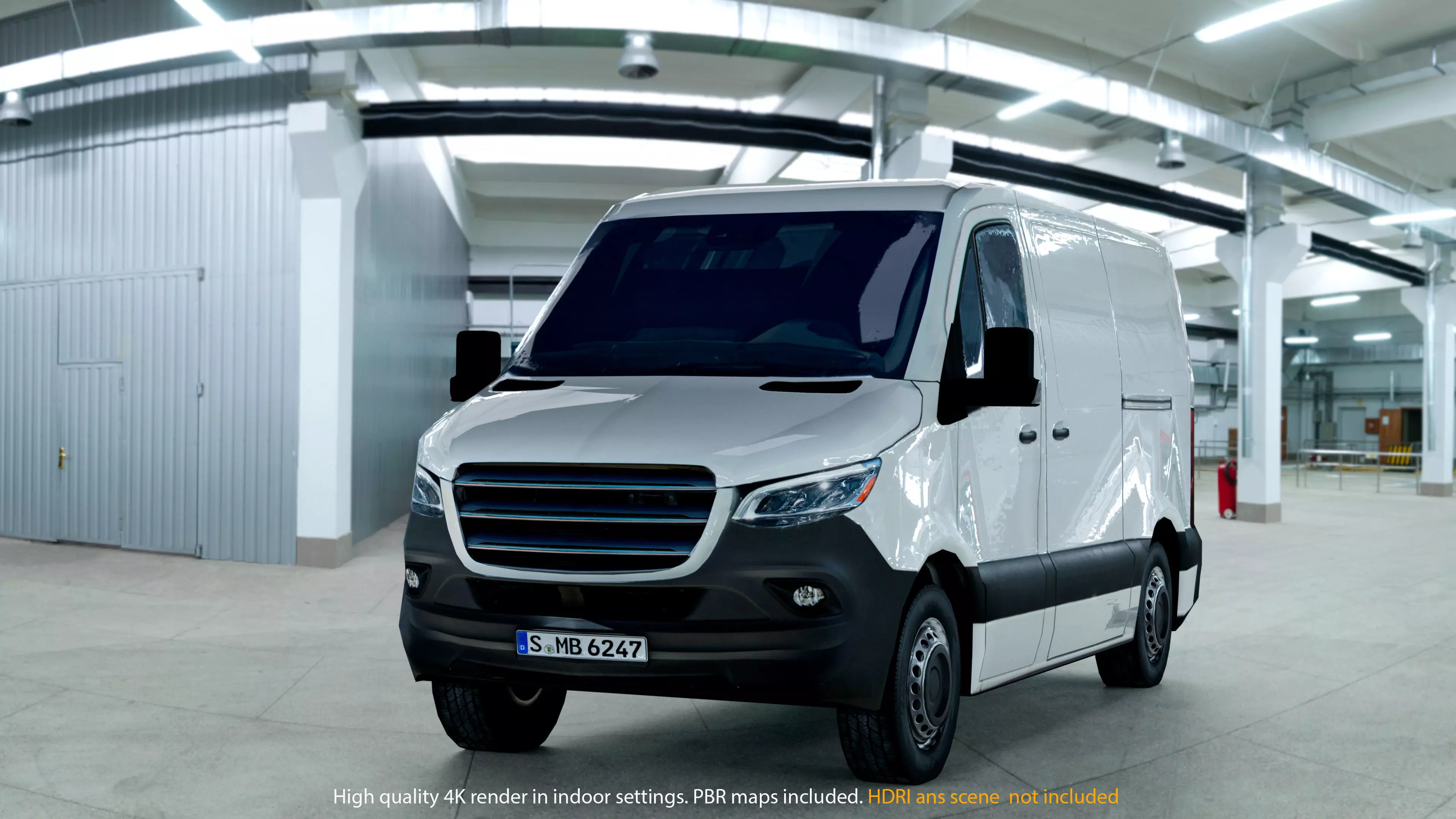 European van sprinter 2020 lo-poly PBR no logos Low-poly 3D model_1