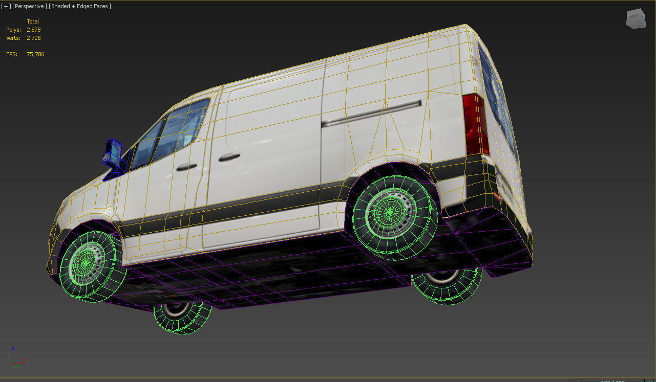 European van sprinter 2020 lo-poly PBR no logos Low-poly 3D model_9