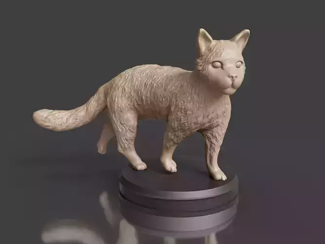 Realistic Furry Cat  3D print model