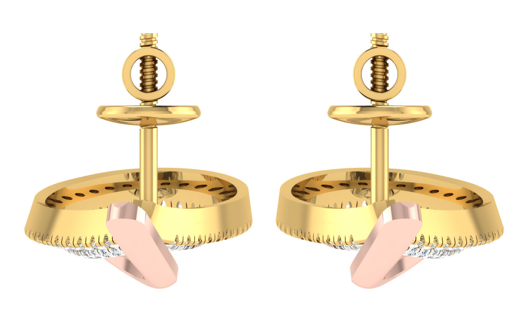 Women pendant earrings set 3dm stl render detail 3D print model 3D print model_9