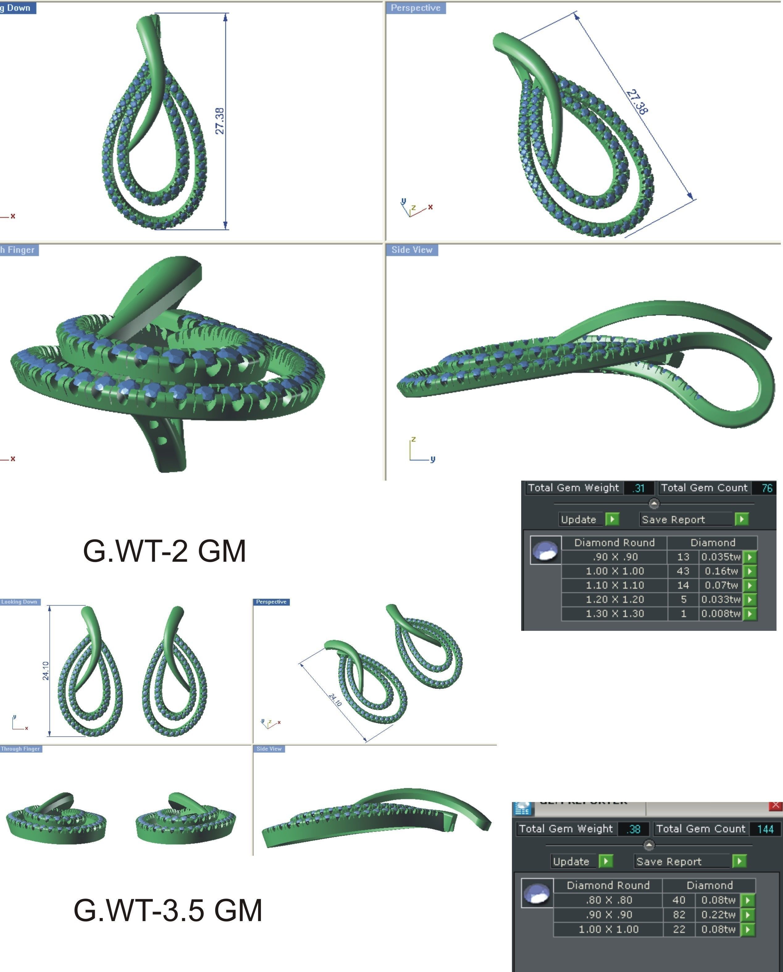 Women pendant earrings set 3dm stl render detail 3D print model 3D print model_12