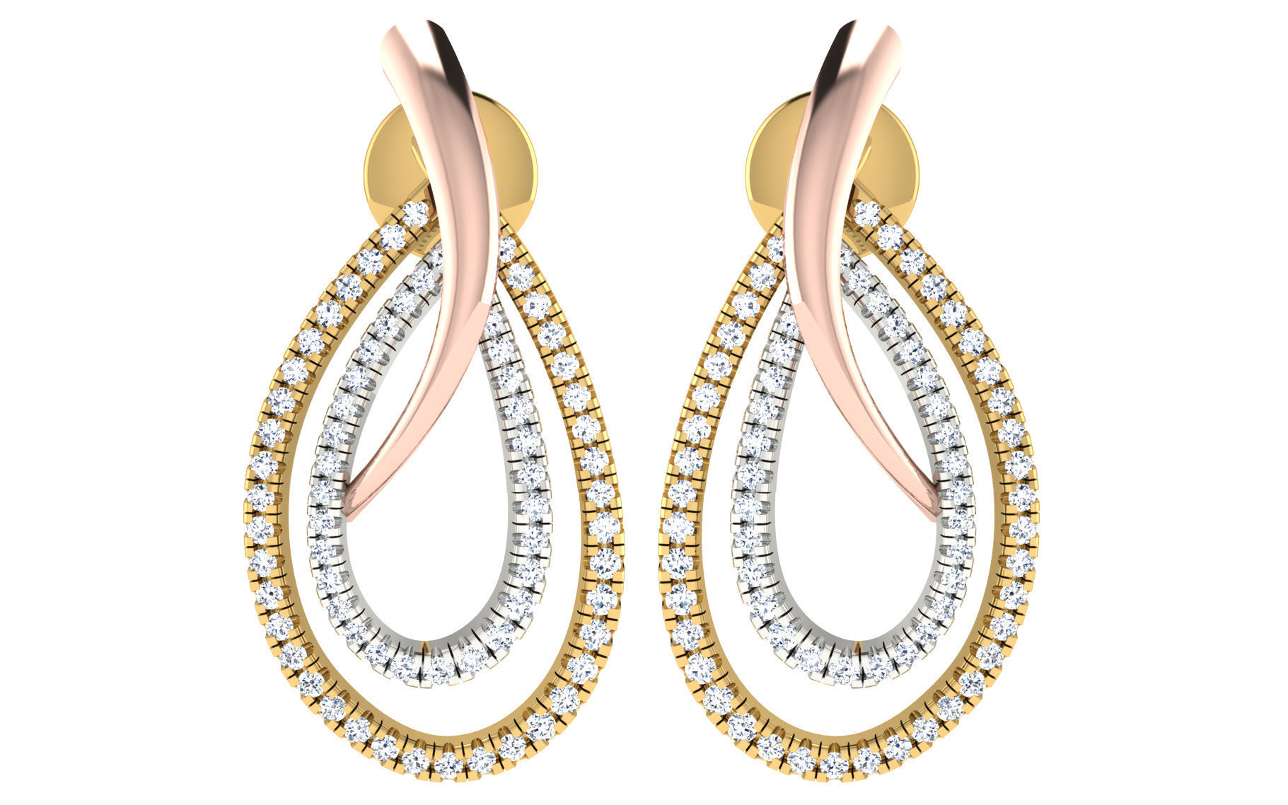 Women pendant earrings set 3dm stl render detail 3D print model 3D print model_10