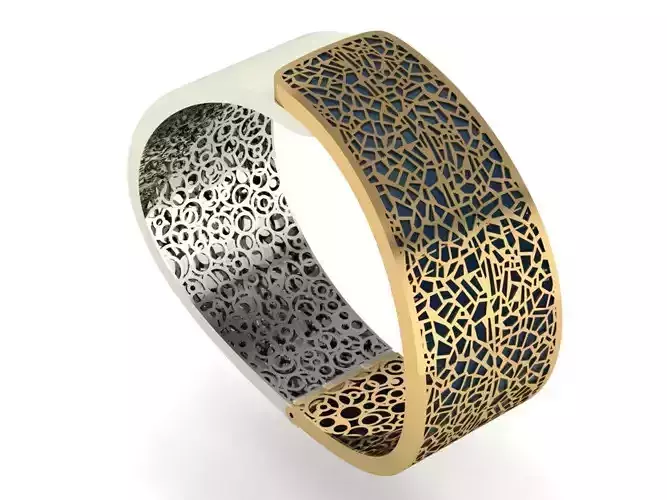 BRACELET silver and gold plated cuff ring