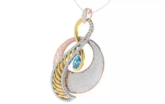 Women pendant earrings set 3dm stl render detail  3D print model