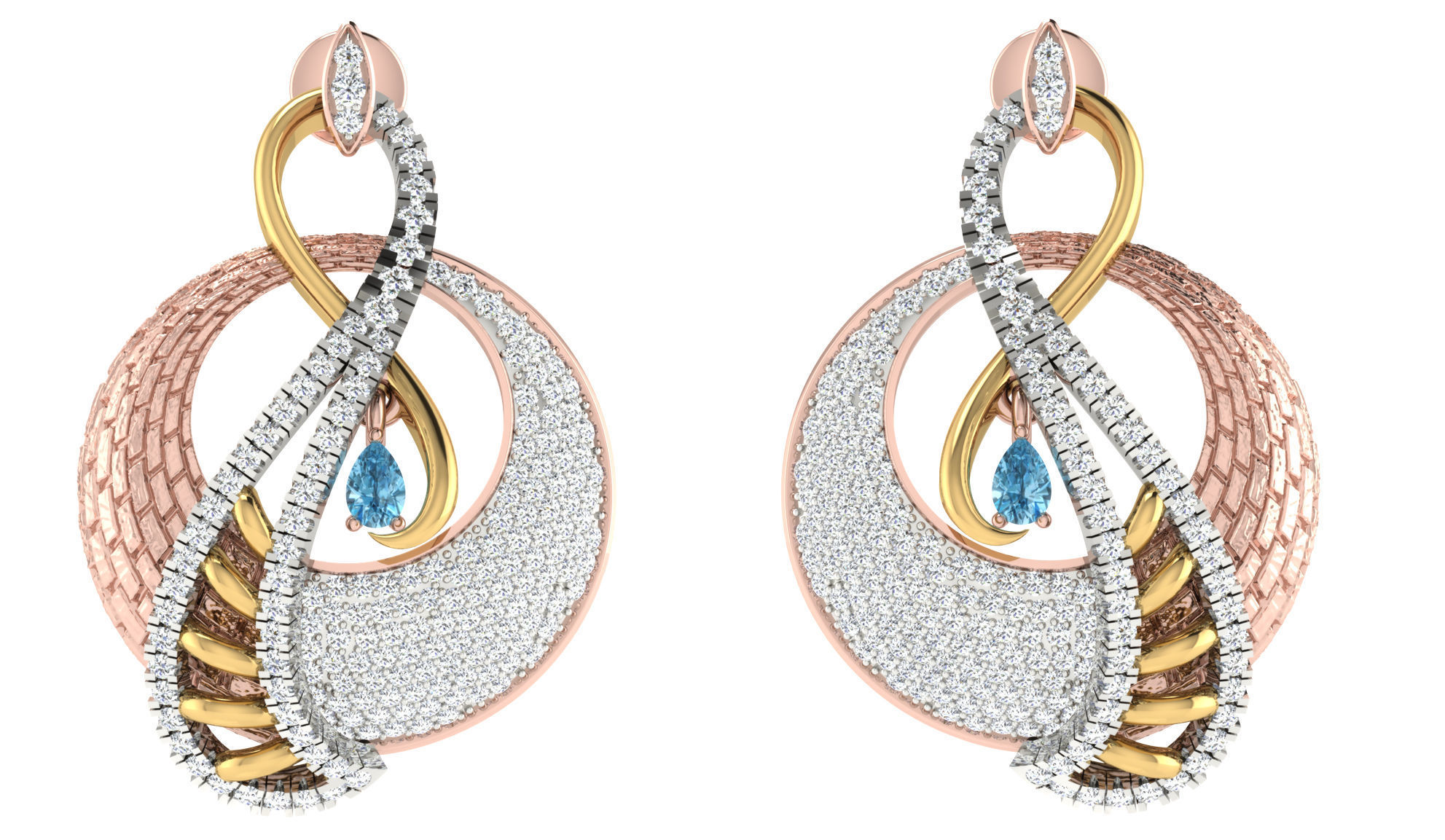 Women pendant earrings set 3dm stl render detail 3D print model_10