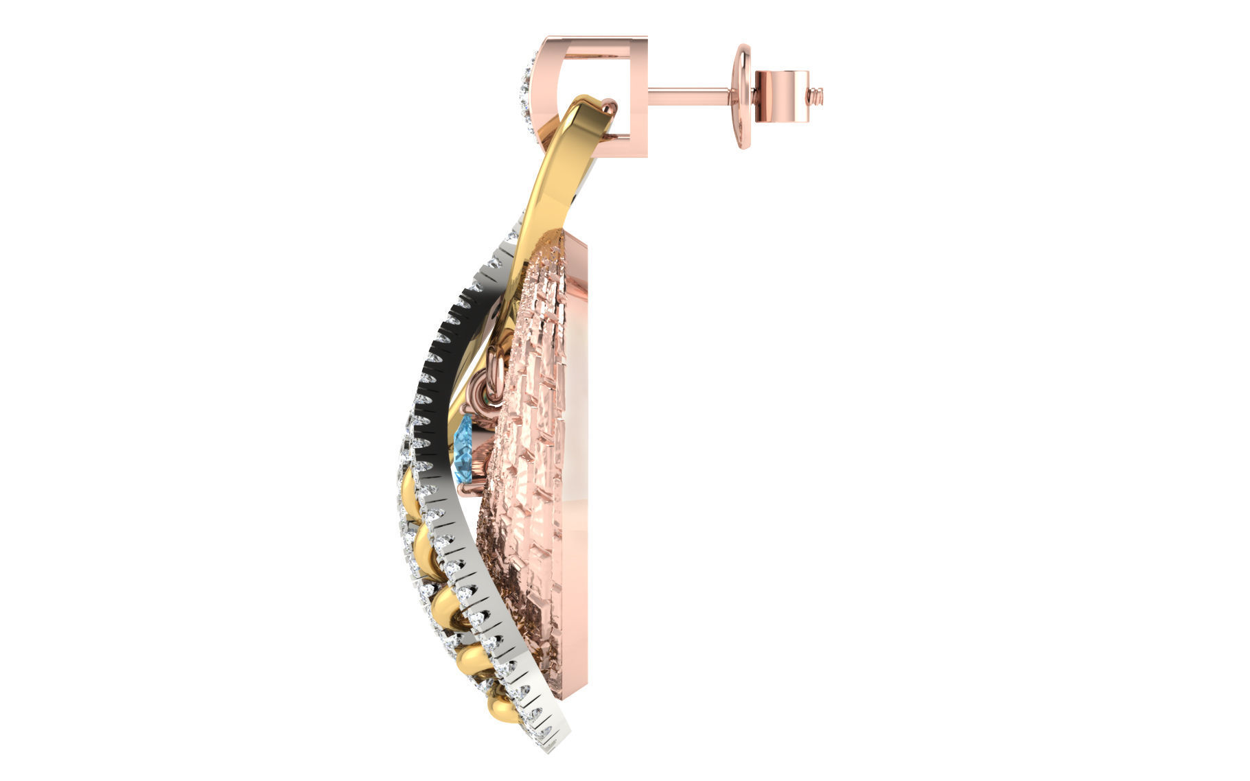 Women pendant earrings set 3dm stl render detail 3D print model_2