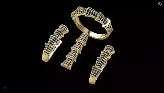 half set gold ring with sapphires