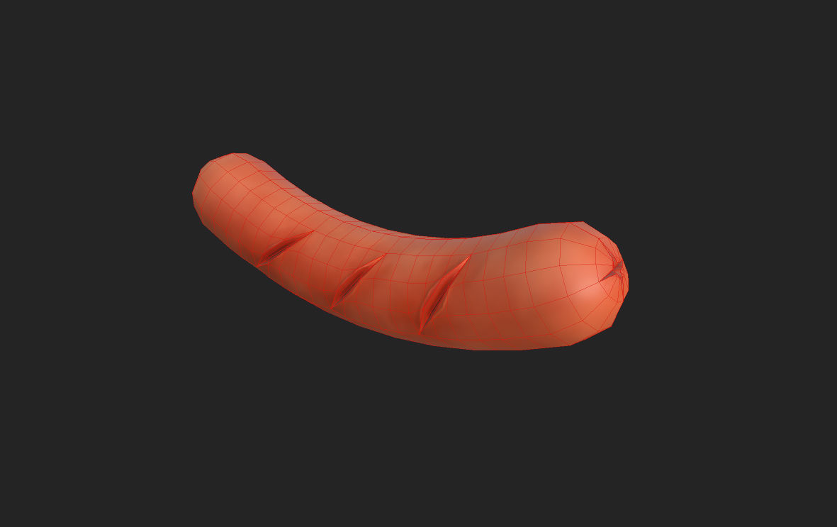 Sausage orange squishy toy Low-poly 3D model_16