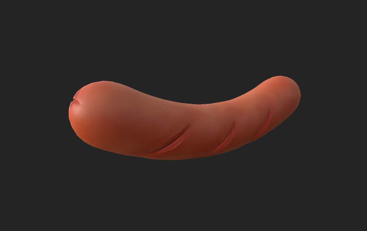 Sausage orange squishy toy Low-poly 3D model_19