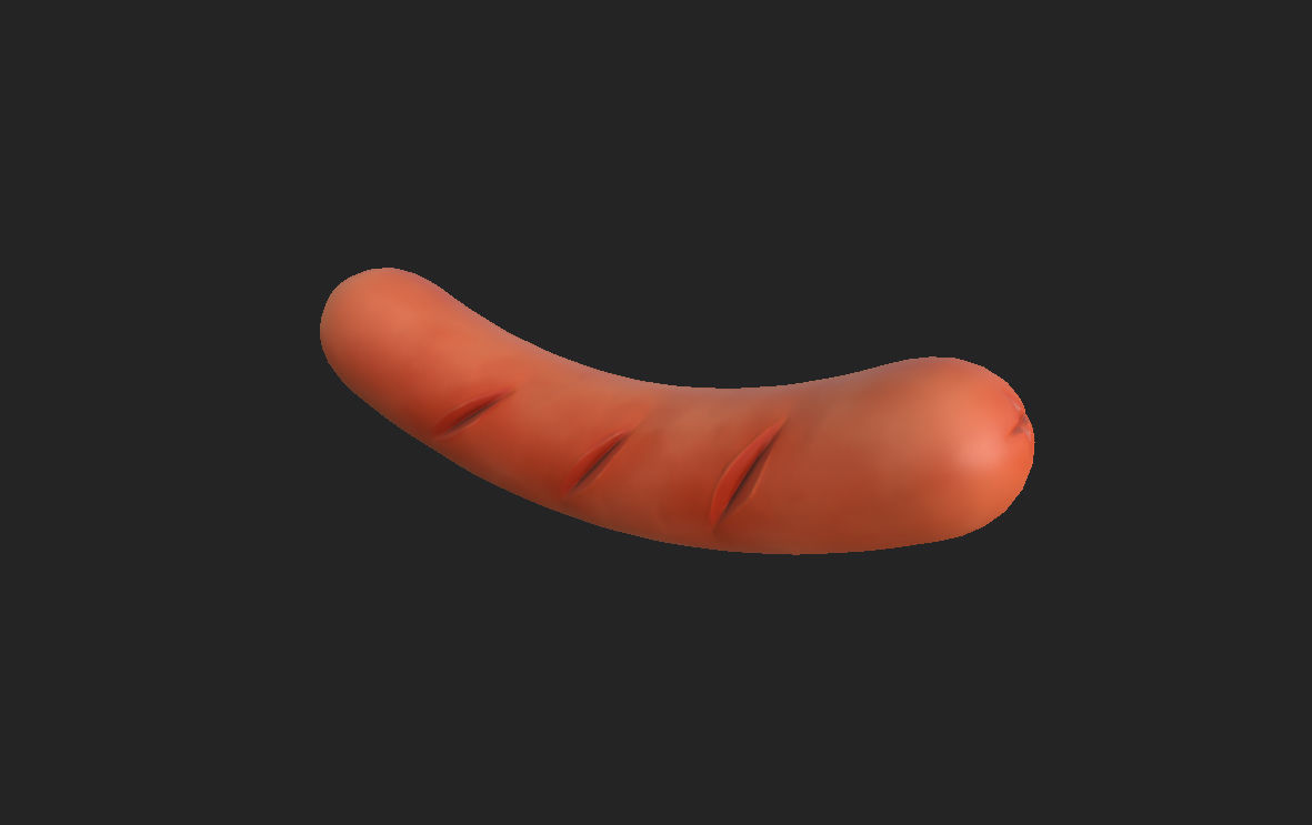 Sausage orange squishy toy Low-poly 3D model_17