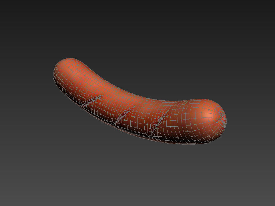 Sausage orange squishy toy Low-poly 3D model_8